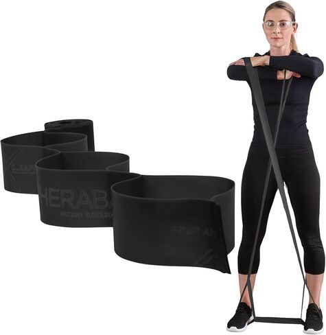 THERABAND CLX Resistance Band with Loops, Fitness Band for Home Exercise and Full Body Workouts, Portable Gym Equipment, Gift for Athletes, Individual 5 Foot Band, Green, Heavy, Level 4 in Kuwait