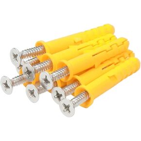 Premium Plastic Expansion Tube Pipe Wall Anchors Plug With Nails Flat Countersunk Head Screw 6mm 8mm 10mm(6 x 30mm (50pcs),Color Screw) in Kuwait