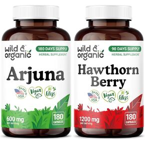 Wild & Organic Arjuna Bark 180 Capsules & Hawthorn Berry 180 Capsules in Kuwait