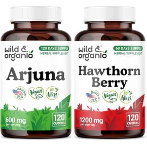 Wild & Organic Arjuna Bark 120 Capsules & Hawthorn Berry 120 Capsules in Saudi Arabia