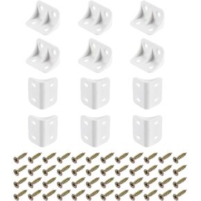 uxcell 30Pcs 90 Degree Plastic Corner Braces, 23x35.5x23mm Nylon Shelf Right Angle Brackets with Screws for Cabinets, Cupboards (White) in Kuwait