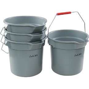 14 Quart Round Water Bucket with Grip Handle, 4 Pack Plastic Commercial Cleaning Pail, Grey in Kuwait
