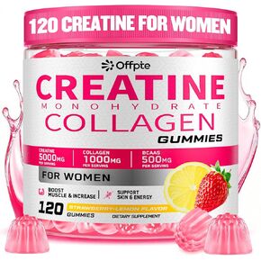 Creatine for Women, 5000mg Creatina Monohidratada Gummies with Collagen & BCAAs for Muscle Recovery, Energy & Skin, Chewable Post-Workout Supplement, Sugar-Free, No Bloating, 4 Gummies Per Day in Saudi Arabia