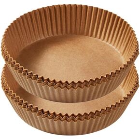 Air Fryer Disposable Oil-Proof Oil-Absorbing Silicone Paper for Baking Grilling Steaming, 50-Pack Brown Round Pan Pads, Heat-Resistant Tear-Resistant Kitchen in Kuwait