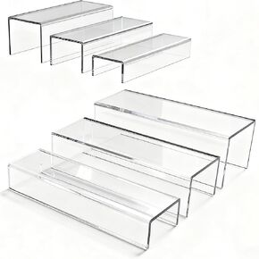 MerryNine Acrylic Risers, 6 Pcs 2 Set 8.6"L Clear Display Stand, Rectangular Acrylic Display Risers, Transparent Pop stand for Cupcakes, Figures, cosmetics, Retail, Shoe Showcase, Collectibles Display in Kuwait