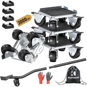Furniture Moving Dolly with Reinforced Steel Panel Heavy Duty,360°Swivel & Top Brake Furniture Movers with Wheels,Furniture Lifter Set of 4 up to 3000 LBS for Appliances,Sofa,Fridge,Washing Machine in Saudi Arabia