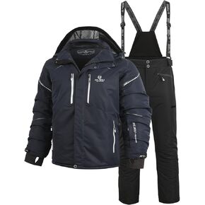 EVIL WOLF Men's Ski Suit Set, Windproof Waterproof Warm, Detachable Suspenders, for Outdoor Skiing & Mountaineering in Saudi Arabia