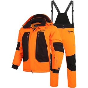 EVIL WOLF Men's Waterproof Ski Suit (Jacket & Pants), Thickened Insulated Winter Sports Suit with Adjustable Suspenders in Saudi Arabia
