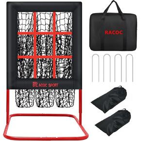 9 Hole Pitching Net, Baseball & Softball Pitching Net with Strike Zone, 3 Adjustable Height, Includes 4 Stakes & 2 Sandbags, Pitching Target with 9 Pocket Design in Kuwait