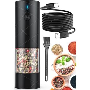 2Pack Electric Salt and Pepper Grinder Set USB Rechargeable with Warm LED Light, Adjustable Coarseness Lidaop Large Capacity Automatic Salt Pepper Mill Shakers for Kitchen, Restaurant, Outdoor, Black in Saudi Arabia