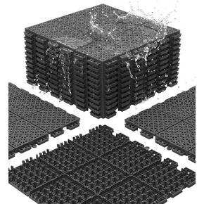 jxgzyy 20 PCS Basketball Court Tiles, 5/8 Inch Thick Portable Sport Outdoor Floor Tiles, Non Slip PP Interlocking Drainage Mat for Tennis Court Drain Pool Patio Shower Porch, 13.38" x 13.38" in Kuwait