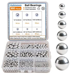 900 PCS Stainless Steel Precision Balls, Bicycle Ball Bearings 6 Sizes Assortment Kit 1/4" 7/32" 3/16" 5/32" 1/8" 3/32" for Motorcycles, Bike Bearings, Casters, Drawer Slides, Door Locks in Saudi Arabia