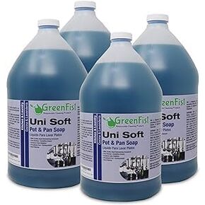 صابون الأطباق الأخضر من جرين فيست [رائحة الليمون] وعاء يدوي ومقلاة منظف سائل احترافي ووعاء إعادة تعبئة سائل ومقلاة - استخدام خفيف أو ثقيل، 128 أونصة (1 جالون) (4 جالون) in Kuwait