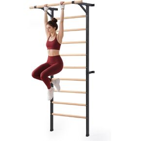 Solid Beechwood Stall Bar – Wall-Mounted Gymnastics Wall Ladder, Durable Beech Wood Rungs Resist Cracking, Perfect for Pull-Ups, Stretching & Home Gym in Kuwait