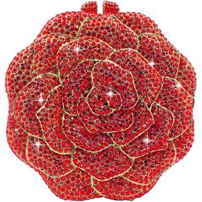 Boutique De FGG روز زهرة ماسك من الكريستال المرأة مساء حقائب رسمية حزب حجر الراين حقيبة يد الزفاف محفظة الزفاف in Kuwait