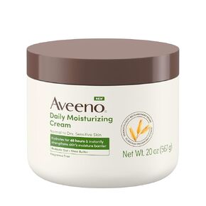 Aveeno Daily Moisturizing Cream with Prebiotic Oat & Shea Butter, Body, Face & Hand Cream for Normal to Dry, Sensitive Skin Hydrates for 48 Hours, Fragrance Free & Non-Comedogenic, 20 Oz in Kuwait