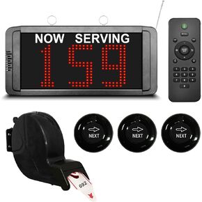 Wireless Queue Calling System Take a Number System with 3 Digit Now Serving Sign Display and 3 Next Call Buttons 1 Black Ticket Dispenser (Ticket Roll 2 Groups from 000-999) for Restaurant Bank Clinic Office Line Management in Kuwait