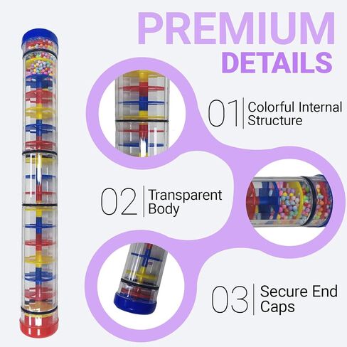 عصا صانع المطر مقاس 16 بوصة، آلة موسيقية سمعية حسية، عصا مطر بلاستيكية صغيرة، عصا مطر خشخيشة، أداة سمعية حسية للموسيقى in Kuwait