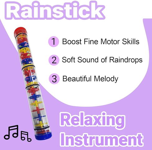 عصا صانع المطر مقاس 16 بوصة، آلة موسيقية سمعية حسية، عصا مطر بلاستيكية صغيرة، عصا مطر خشخيشة، أداة سمعية حسية للموسيقى in Kuwait