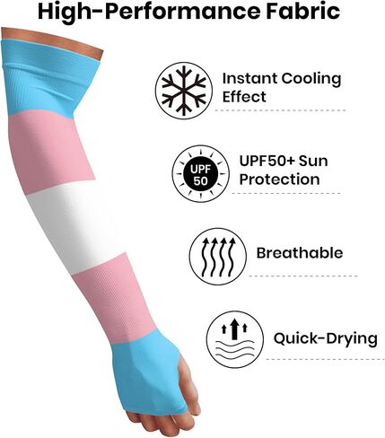 Unisex Transgender Flag Anti-UV Sleeves Gloves Outdoor Sun Protection Sports Protective Sleeves in Kuwait