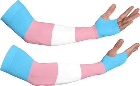 Unisex Transgender Flag Anti-UV Sleeves Gloves Outdoor Sun Protection Sports Protective Sleeves in Kuwait