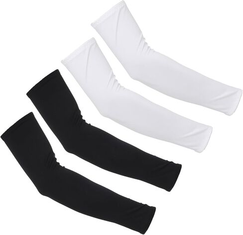 2 Pairs Arm Sleeves for Men and Women, UV Sun Protection Arm Sleeves, Cooling Compression Arm-Sleeve for Football, Basketball, Volleyball, Golf, Outdoor Sports, Working, Tattoo Cover Up (Black, White) in Saudi Arabia