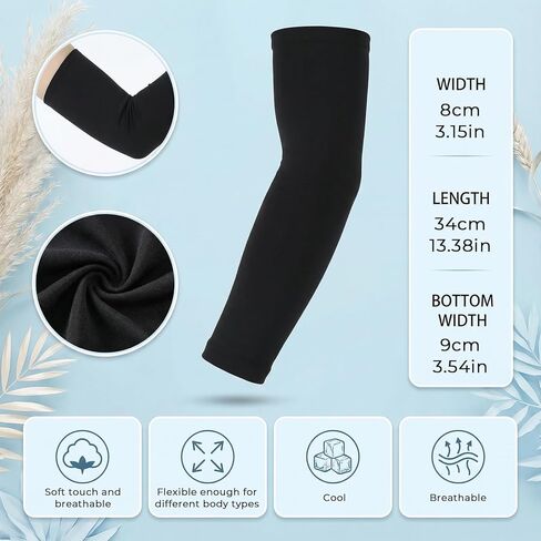 2 Pairs Arm Sleeves for Men and Women, UV Sun Protection Arm Sleeves, Cooling Compression Arm-Sleeve for Football, Basketball, Volleyball, Golf, Outdoor Sports, Working, Tattoo Cover Up (Black, White) in Saudi Arabia