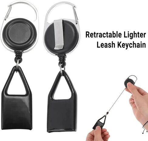 قطعتان من مشبك ولاعة السراويل السوداء، حزام قابل للسحب، غطاء ولاعة قابل للسحب لمكافحة فقدان سلسلة المفاتيح لصيد الأسماك والمشي لمسافات طويلة، غطاء واقٍ لمنزل التخييم in Kuwait