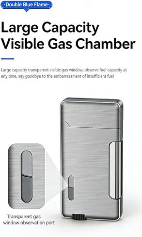Dual Flame Torch Lighter, Metal Body, Refillable, Windproof with Visible Gas Window and Gear Flame Adjustment in Saudi Arabia