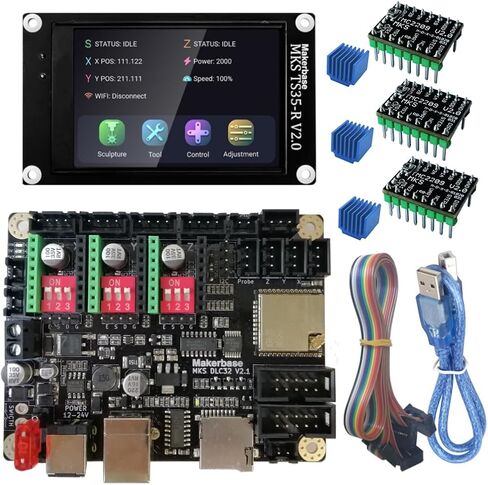 MKS DLC32 32bits GRBL Shield Controller CNC Expansion Board TS35 Offline Touch Screen Compatible CNC3018 PRO Upgrade Parts for Laser Engraver Machine in Kuwait