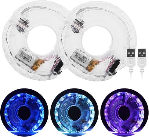 2 حزمة من أضواء عجلة الدراجة LED القابلة لإعادة الشحن عبر USB - 7 ألوان، 15 وضعًا، مستشعر مقاوم للماء والحركة للركوب الليلي - مثالية لراكبي الدراجات in Saudi Arabia