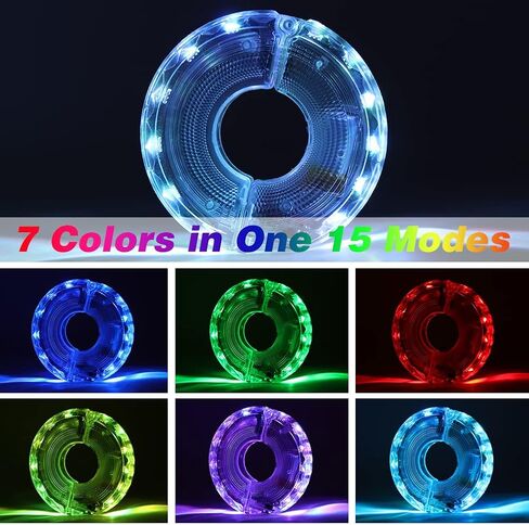 2 حزمة من أضواء عجلة الدراجة LED القابلة لإعادة الشحن عبر USB - 7 ألوان، 15 وضعًا، مستشعر مقاوم للماء والحركة للركوب الليلي - مثالية لراكبي الدراجات in Saudi Arabia