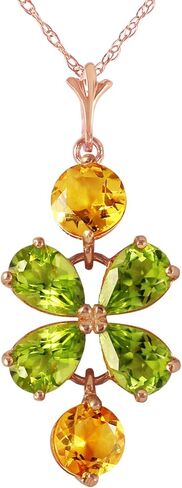 Galaxy Gold GG قلادة ذهبية صلبة 14K مع 3.15 CTW Peridot Natural Peridot و Citrine Pendant in Kuwait