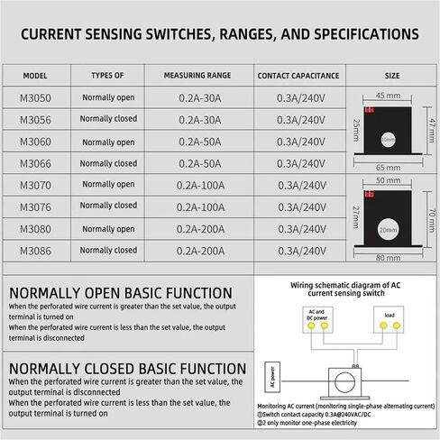 1Pcs Current Detection Switch M3050 M3056 M3060 M3066 M3070 M3076 Induction Relay Switch Alarm Current Sensing Module(M3050) in Saudi Arabia
