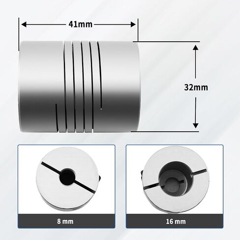 8mm to 16mm Aluminum Alloy Shaft Coupling (32mm Diameter, 41mm Length) Aluminum Alloy Joint Connector Stepper Motor Coupler for CNC Machine in Saudi Arabia