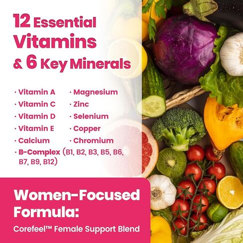 VEV Multivitamin for Women, Womens Vitamins with Vitamin A, C, D, E & B-Complex, Calcium, Magnesium, Zinc, 120 Capsules, 60-Day Supply – 12 Essential Vitamins & 6 Key Minerals for Daily Nutrition in Saudi Arabia