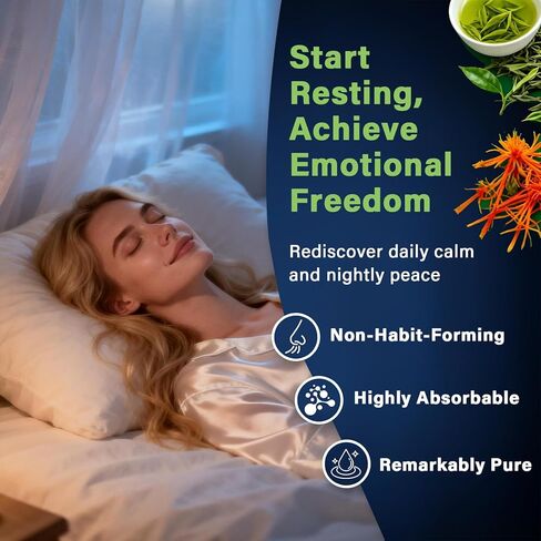 إل ثيانين 200 ملغ مع الزعفران، غابا، جليسينات المغنيسيوم وفيتامين ب6، مكمل إل-ثيانين، تركيبة معقدة متقدمة للاسترخاء المزاج وتخفيف التوتر ودعم النوم، 60 كبسولة نباتية in Kuwait