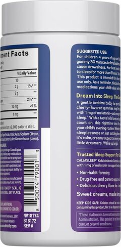 Natural Vitality Kids Calm Sleep Melatonin 1mg Gummies | Nighttime Cherry Flavor | 100% Drug Free | Non-GMO, Vegan & Gluten Free Supplement | 90 Count in Kuwait