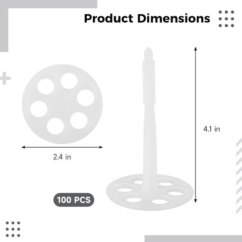 100 Pcs Insulation Anchors 2.4 X 4.1 in, Plastic Wall Fixing Pins, Expansion Fasteners, for Insulation Board Panel Fixing in Saudi Arabia