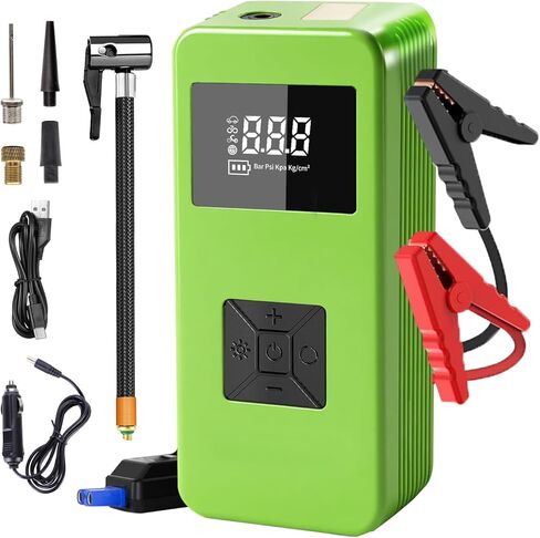قفز بداية مع ضاغط الهواء ، وبداية بطارية السيارات 12V 8000A (غاز 6.0 لتر وديزل 3.0 لتر) ، ومضخة إطارات 150psi للسيارة والدراجة النارية والدراجة in Kuwait