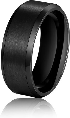 Stainless Steel Rings for Men Women 8MM Wedding Band for Men Matte Gold Silver Black Men's Ring Engagement Rings Comfort Fit Size 6-13.5 in Kuwait