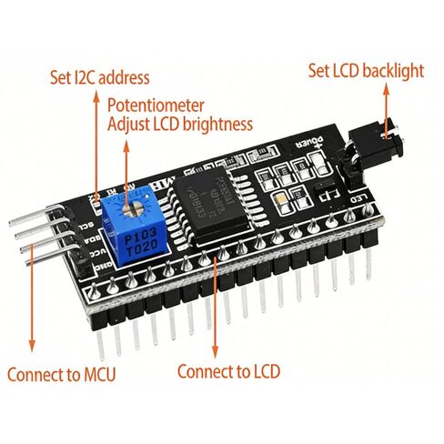 ‌2-Pack 16x2 LCD Display Module with I2C Interface, Blue Background, White Characters, 5V, Backlit – Compatible with Arduino, Raspberry Pi (LCD1602) in Kuwait
