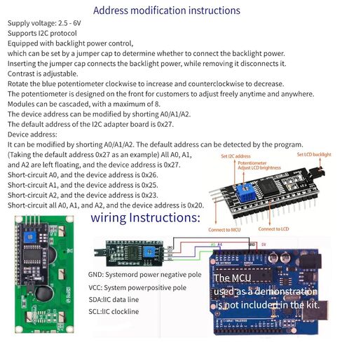 ‌2-Pack 16x2 LCD Display Module with I2C Interface, Blue Background, White Characters, 5V, Backlit – Compatible with Arduino, Raspberry Pi (LCD1602) in Kuwait
