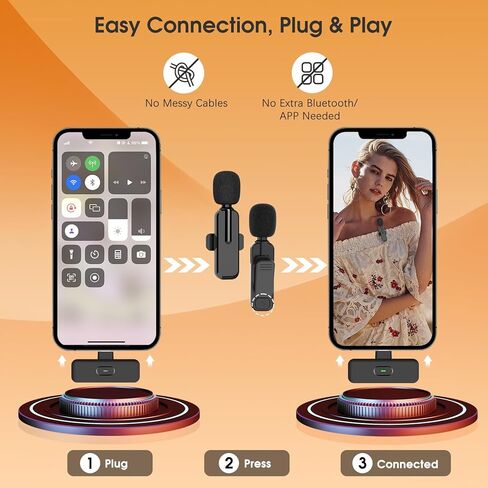 MAYBESTA Wireless Lavalier Microphone for iPhone, iPad, Android - Bluetooth Lapel Phone Mic for Video Recording - Mini Clip on Microphones for YouTube Podcast Interview(2-IN-1 Port) in Kuwait