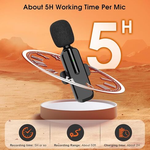 MAYBESTA Wireless Lavalier Microphone for iPhone, iPad, Android - Bluetooth Lapel Phone Mic for Video Recording - Mini Clip on Microphones for YouTube Podcast Interview(2-IN-1 Port) in Kuwait