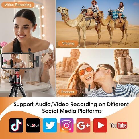 MAYBESTA Wireless Lavalier Microphone for iPhone, iPad, Android - Bluetooth Lapel Phone Mic for Video Recording - Mini Clip on Microphones for YouTube Podcast Interview(2-IN-1 Port) in Kuwait