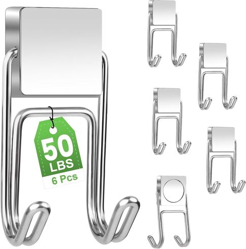 MIKEDE Magnetic Hooks 6 Pcs 50lbs+ Magnet Hook 2026 Cruise Essentials Heavy Duty Double Hook for Refrigerator Grill Toolbox Outdoor, Magnetic Hanger for Cruise Ships-Black in Kuwait