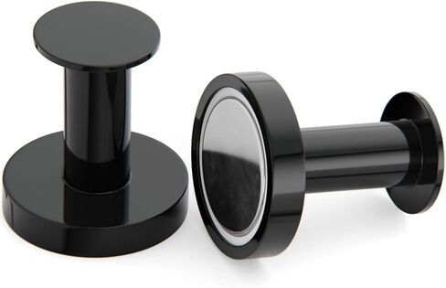 Mavoro Strong Magnetic Hooks for Hanging Coats and Bags. Set of 2 Black Magnet Hooks Heavy Duty Magnets, Neodymium 52 Rare Earth Magnets. Push Pin Style Magnet Hook for Refrigerator, Locker etc in Kuwait