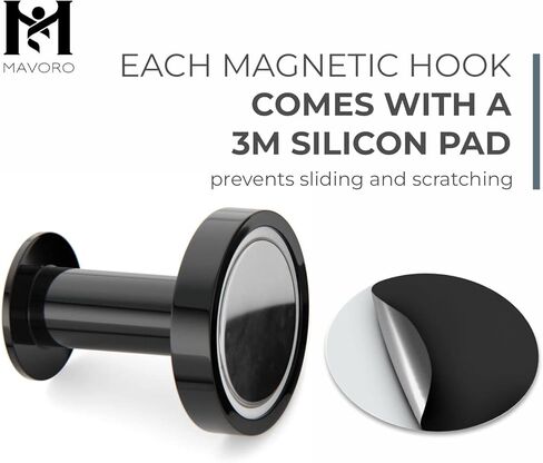 Mavoro Strong Magnetic Hooks for Hanging Coats and Bags. Set of 2 Black Magnet Hooks Heavy Duty Magnets, Neodymium 52 Rare Earth Magnets. Push Pin Style Magnet Hook for Refrigerator, Locker etc in Saudi Arabia
