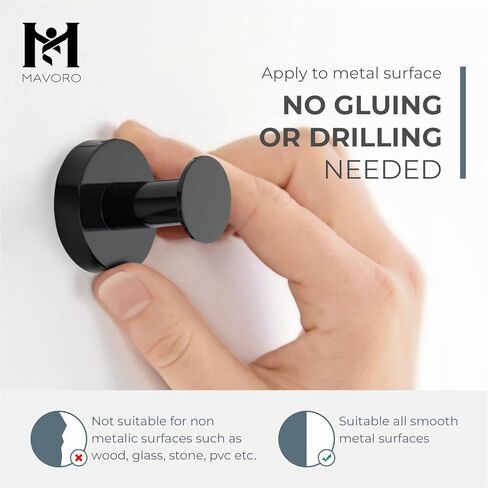Mavoro Strong Magnetic Hooks for Hanging Coats and Bags. Set of 2 Black Magnet Hooks Heavy Duty Magnets, Neodymium 52 Rare Earth Magnets. Push Pin Style Magnet Hook for Refrigerator, Locker etc in Saudi Arabia